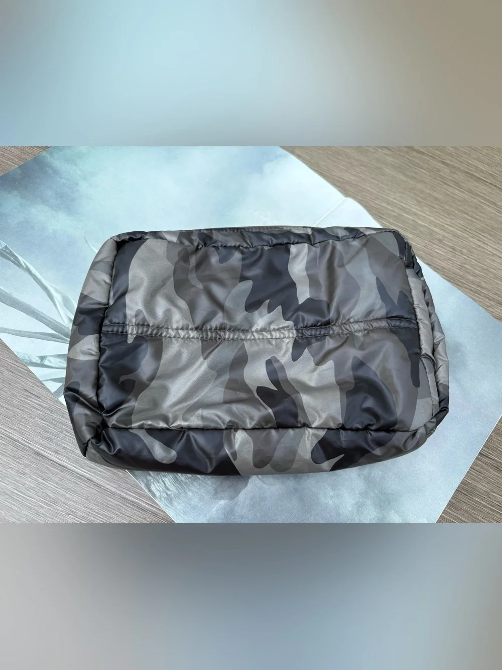Anorak Quilted Puffer Down Camoflage Pouch/Cosmetic Bag